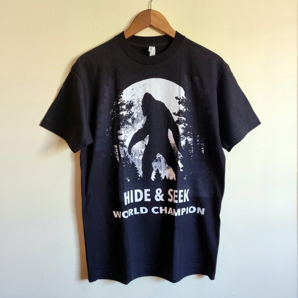 "Hide and Seek World Champion" Bigfoot Moon T-Shirt